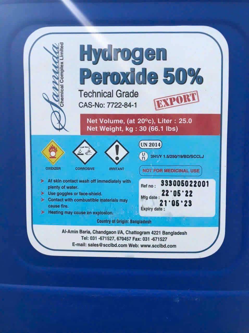 Oxy Già (Hydrogen Peroxide) 50% – Nhập khẩu Bangladesh